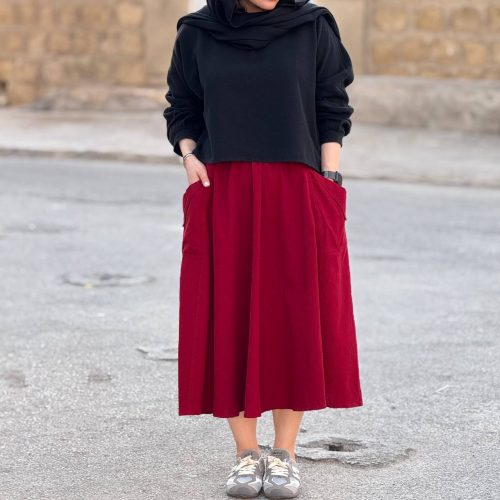 رنگبندی دامن با الیاف طبیعی پاییزه کد 1408