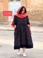 پیراهن لینن گلدار فری سایز | پیراهن کد 1416 - Image 8