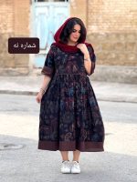 پیراهن لینن گلدار فری سایز | پیراهن کد 1416 - Image 11