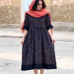 پیراهن لینن گلدار فری سایز | پیراهن کد 1416