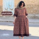 پیراهن لینن گلدار فری سایز | پیراهن کد 1416 - Image 6