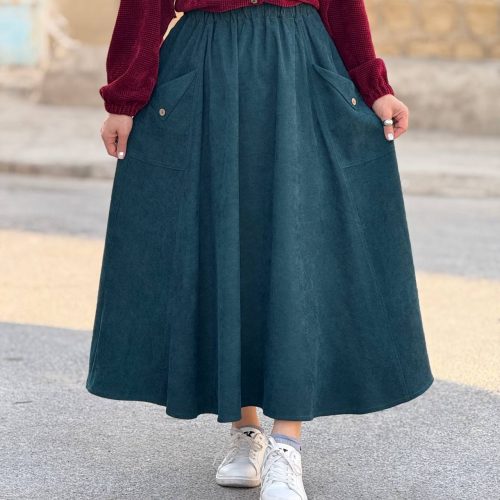 دامن مخمل کبریتی یلدایی پاییزه | دامن کد 1422