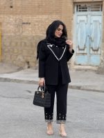 ست کت و شلوار کرپ گاباردین جواهردوزی | ست کد 1426