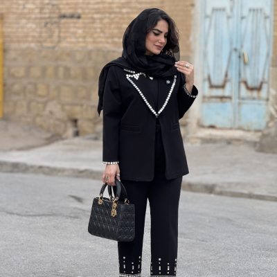 ست کت و شلوار کرپ گاباردین جواهردوزی | ست کد 1426