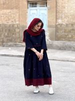 پیراهن مخمل کبریتی چین دار | پیراهن کد ۱۴۳۳ - Image 3