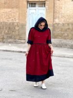 پیراهن مخمل کبریتی چین دار | پیراهن کد ۱۴۳۳ - Image 2