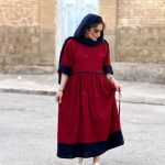 پیراهن مخمل کبریتی چین دار | پیراهن کد ۱۴۳۳