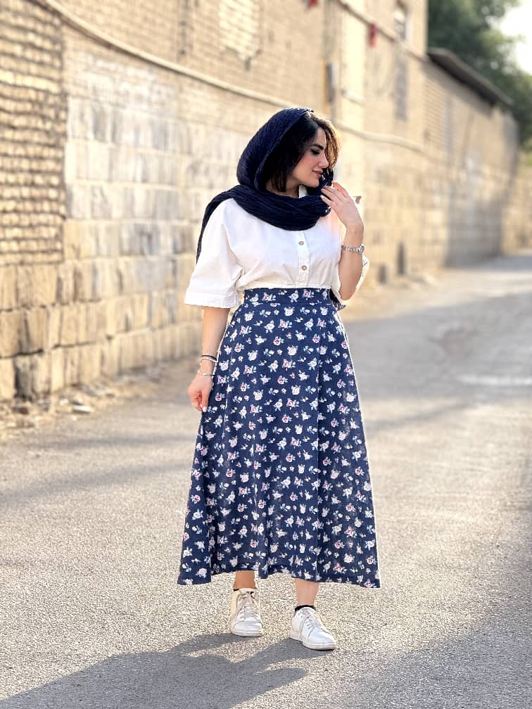 1434(6) دامن لینن کرکی تولید شده از پنبه | دامن کد ۱۴۳۴ - Image 1