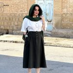 دامن نیم کلوژ با الیاف طبیعی | دامن کد ۱۴۳۵