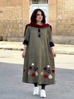 پیراهن زنانه مخمل کبریتی تکه‌دوزی شده | پیراهن کد ۱۴۳۹ - Image 5