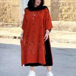 پانچو لینن گلدوزی‌شده بدون پلاستیک | پانچو کد 1440