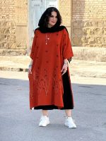 پانچو لینن گلدوزی‌شده بدون پلاستیک | پانچو کد 1440