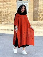 پانچو لینن گلدوزی‌شده بدون پلاستیک | پانچو کد 1440 - Image 3