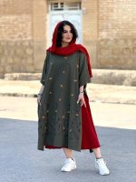 پانچو لینن گلدوزی‌شده بدون پلاستیک | پانچو کد 1440 - Image 6