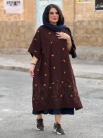 پانچو لینن گلدوزی‌شده بدون پلاستیک | پانچو کد 1455 - Image 13