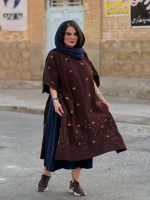 پانچو لینن گلدوزی‌شده بدون پلاستیک | پانچو کد 1455 - Image 11