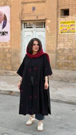 پانچو جلو باز لینن گلدوزی | پانچو کد 1476 - Image 7