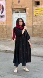 پانچو جلو باز لینن گلدوزی | پانچو کد 1476 - Image 5