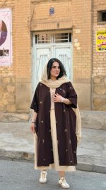 پانچو جلو باز لینن گلدوزی | پانچو کد 1476 - Image 4