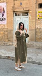 پانچو جلو باز لینن گلدوزی | پانچو کد 1476 - Image 2