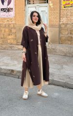 پانچو جلو باز لینن گلدوزی | پانچو کد 1476 - Image 3