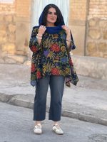 پانچو کوتاه لینن طرحدار | پانچو کد 1477 - Image 8