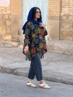 پانچو کوتاه لینن طرحدار | پانچو کد 1477 - Image 10