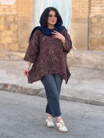 پانچو کوتاه لینن طرحدار | پانچو کد 1477