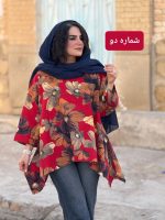 پانچو کوتاه لینن طرحدار | پانچو کد 1477 - Image 6