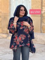 پانچو کوتاه لینن طرحدار | پانچو کد 1477 - Image 5