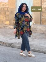 پانچو کوتاه لینن طرحدار | پانچو کد 1477 - Image 9