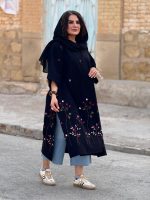 پانچو جلو باز لینن گلدوزی شده | پانچو کد 1492 - Image 6