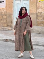 پانجو جلو باز لینن طرحدار | پانچو کد 1488 - Image 4