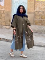 پانچو جلو باز لینن گلدوزی شده | پانچو کد 1492 - Image 2