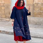 پانچو جلو باز لینن گلدوزی شده | پانچو کد 1492