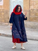پانچو جلو باز لینن گلدوزی شده | پانچو کد 1492