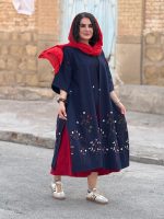 پانچو جلو باز لینن گلدوزی شده | پانچو کد 1492 - Image 11