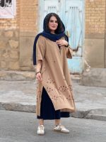 پانچو جلو باز لینن گلدوزی شده | پانچو کد 1492 - Image 4