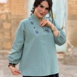 تونیک لینن گلدوزی شده|تونیک کد 1494