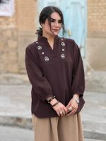 تونیک لینن گلدوزی شده|تونیک کد 1494 - Image 2