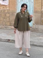 تونیک لینن گلدوزی شده|تونیک کد 1494 - Image 7