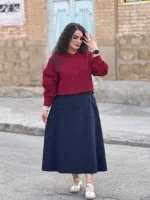 کراپ بلوز و دامن لینن گلدوزی شده |کد 1506 - Image 9