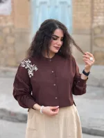 کراپ بلوز و دامن لینن گلدوزی شده |کد 1506 - Image 6