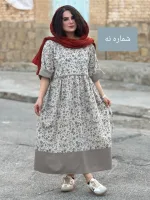 پیراهن لینن گل گلی | پیراهن کد 1508 - Image 7
