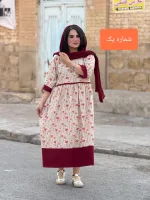 پیراهن لینن گل گلی | پیراهن کد 1508 - Image 2