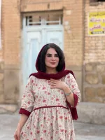 پیراهن لینن گل گلی | پیراهن کد 1508 - Image 12