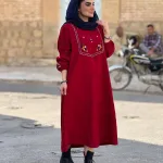 پیراهن مخمل گلدوزی شده | کد 1537