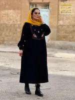 پیراهن مخمل گلدوزی شده | کد 1537 - تصویر 3