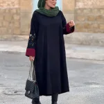پیراهن مخمل گلدوزی شده |کد 1538